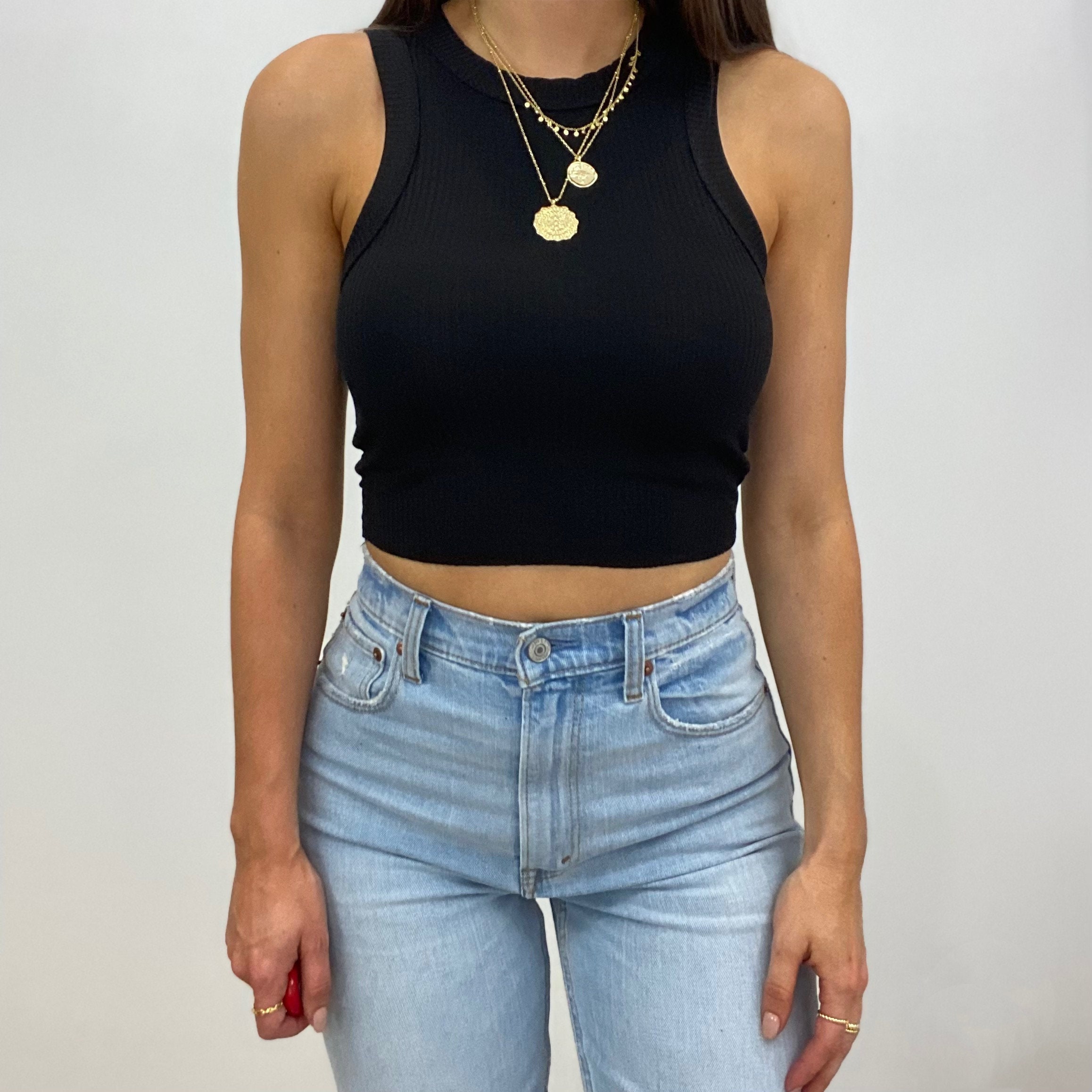 Attifall Girls Ribbed Crop Tank Tops - Seamless Racerback Camis For Dance, Yoga & Athletic Wear