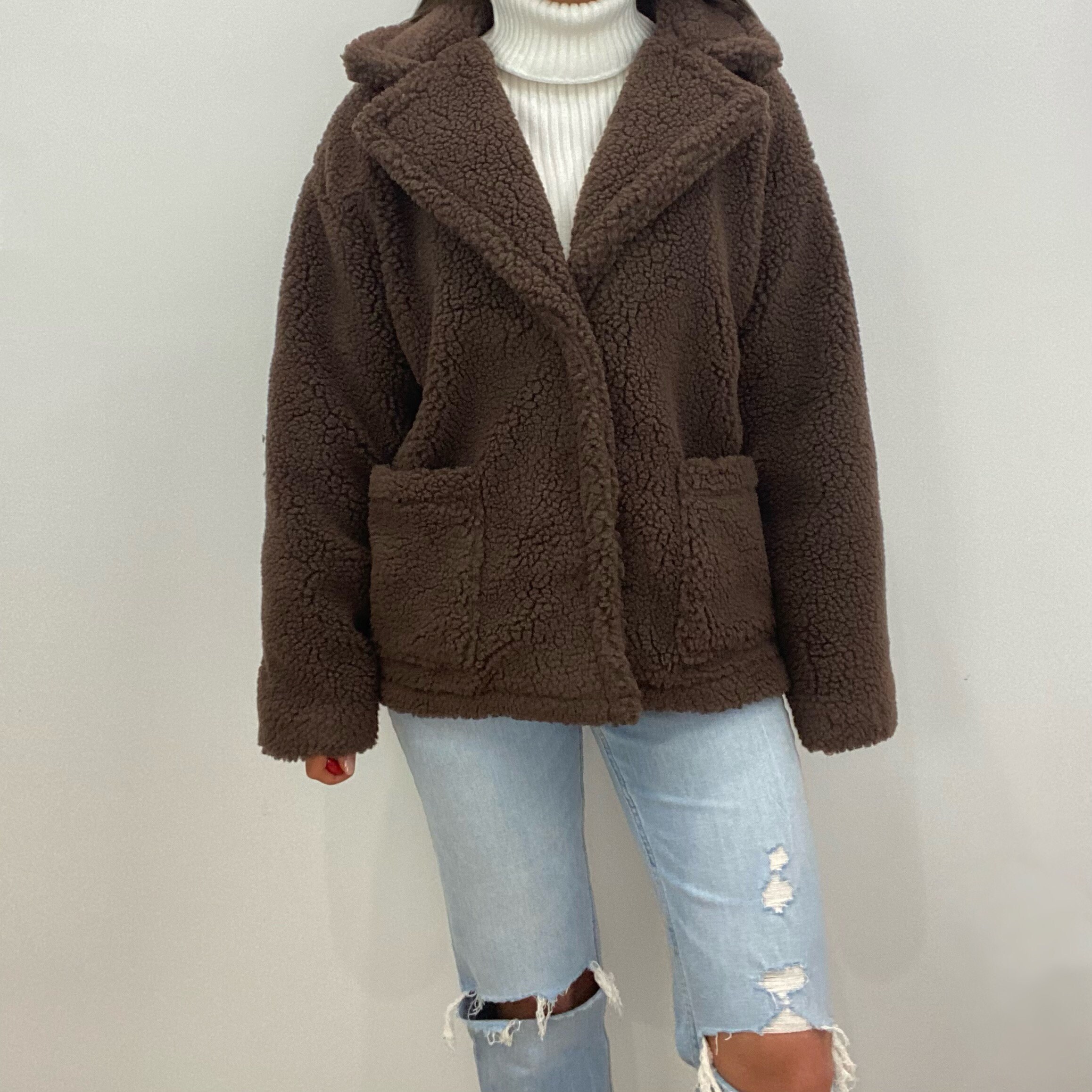 Brown Teddy Sherpa Fleece Coat Jacket for Women Featuring - Etsy