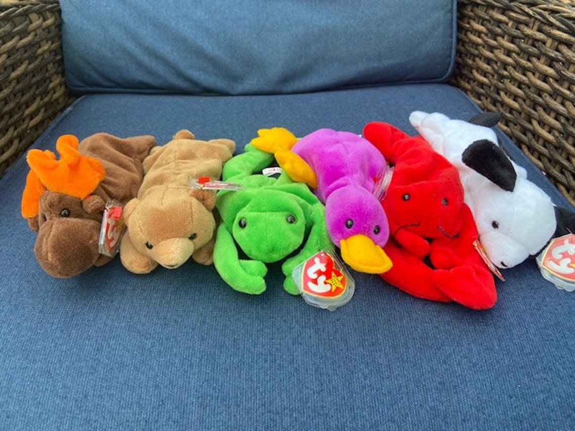 6 of the original 9 Beanie Babies Vintage Set Mint Condition W/ ERRORS