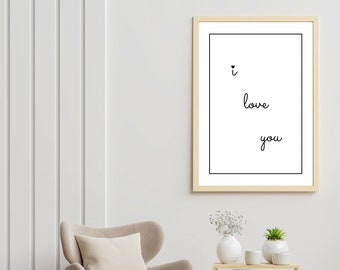 i love you Home Decor Printable Wall Art INSTANT DOWNLOAD DIY - Great Gift