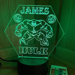 Hulk Themed LED Night Light - Comes Fully Personalised. Unique Gift Idea