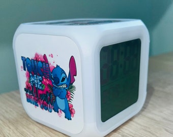 Stitch Design Personalised LED Cube Digital Alarm Clock - Colour Changing/Great Gift Idea