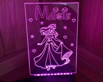 Princess Themed LED Night Light - Comes Fully Personalised. Unique Gift Idea