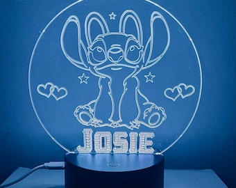 Angel from Stitch Themed LED Night Light - Comes Fully Personalised. Unique Gift Idea