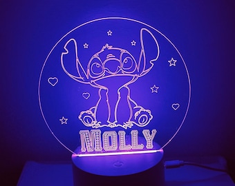 Stitch Themed LED Night Light Comes Fully Personalised. Unique