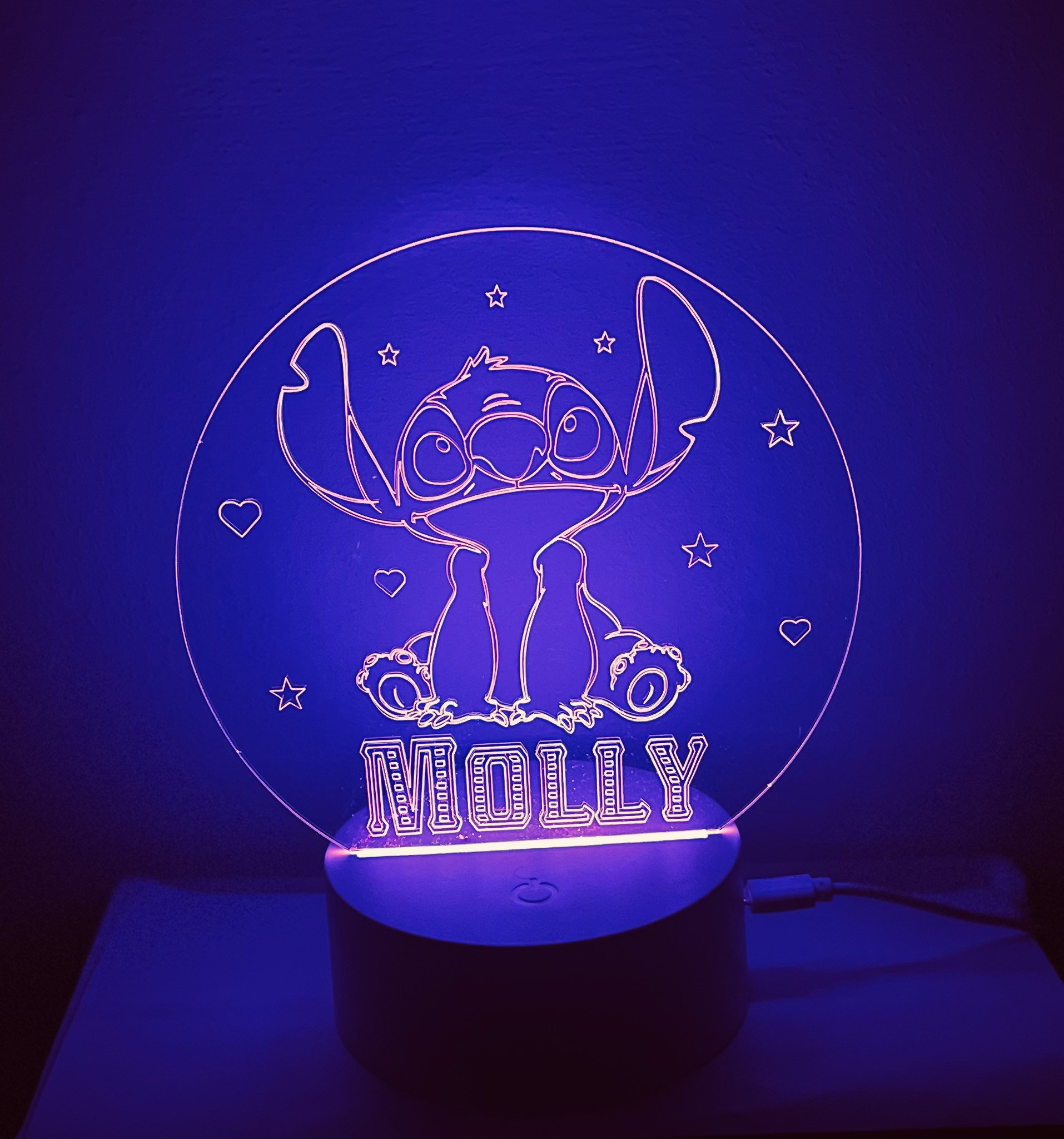 Baby Stitch 3D LED LAMP with a base of your choice! - PictyourLamp