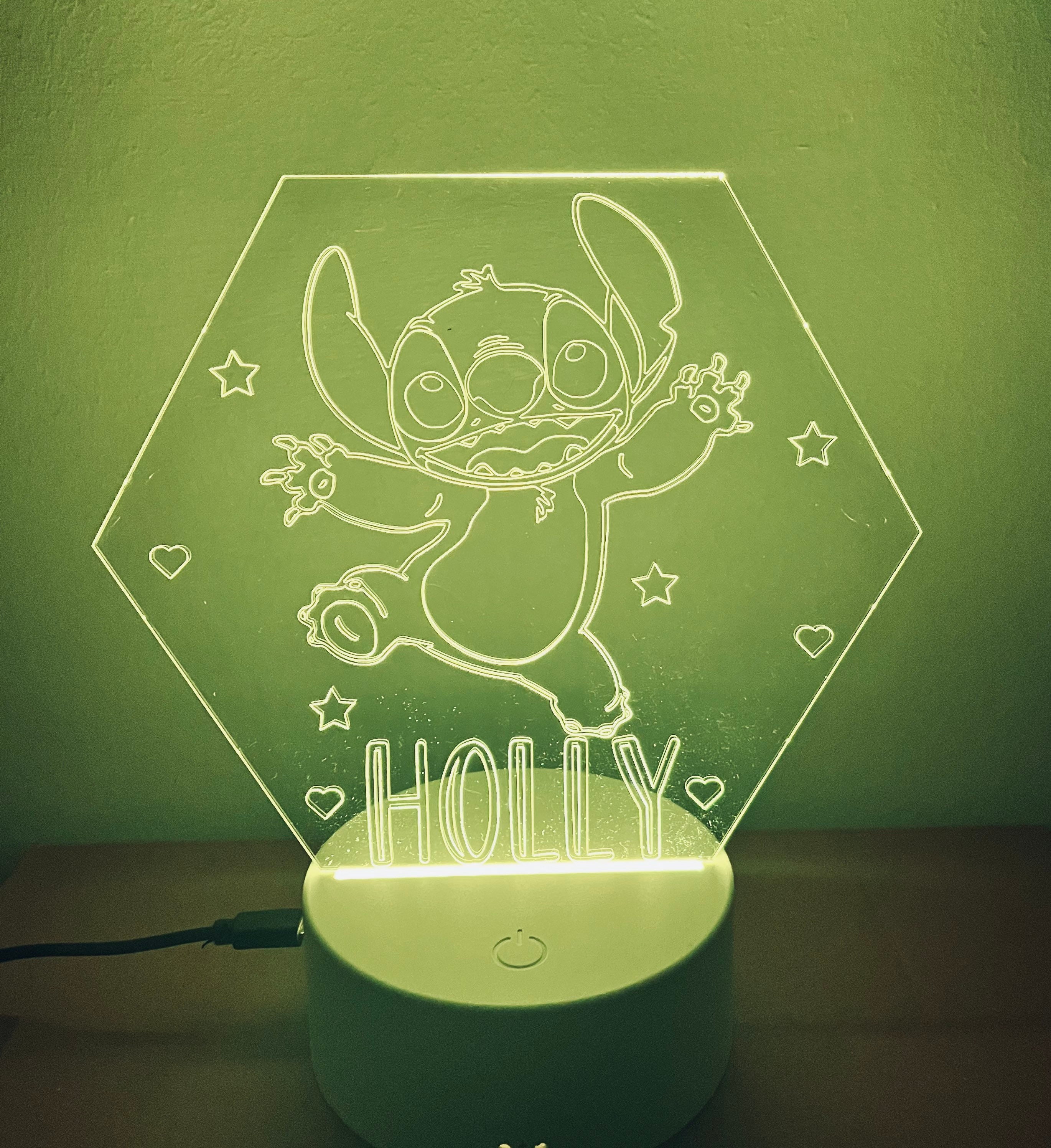 Stitch Themed LED Night Light Comes Fully Personalised. Unique Gift Idea 