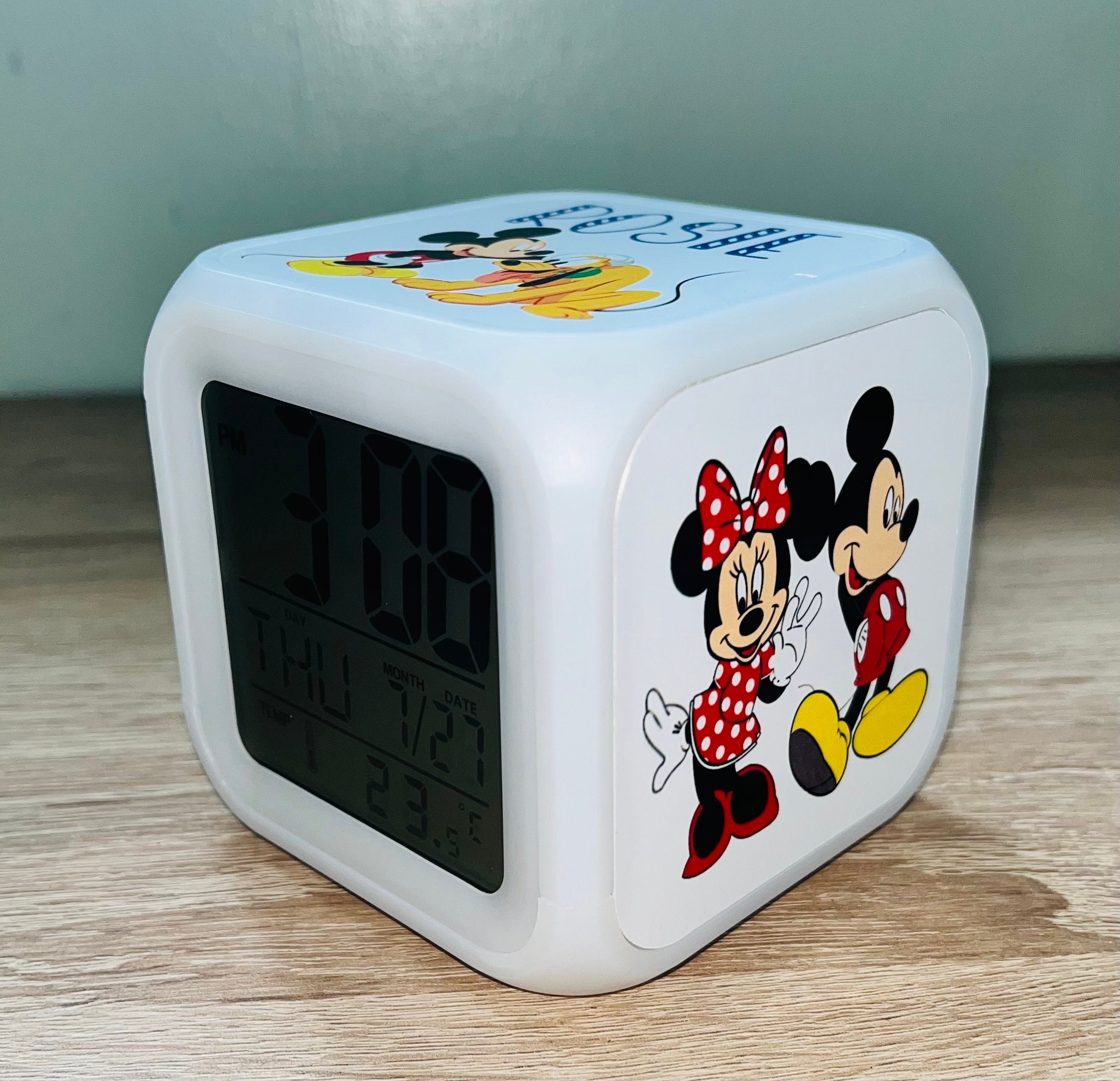 Stitch & Angel Design Personalised LED Cube Digital Alarm Clock Colour  Changing/great Gift Idea 