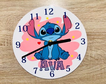 Personalised Wall Clock - Stitch Design. Made to order.