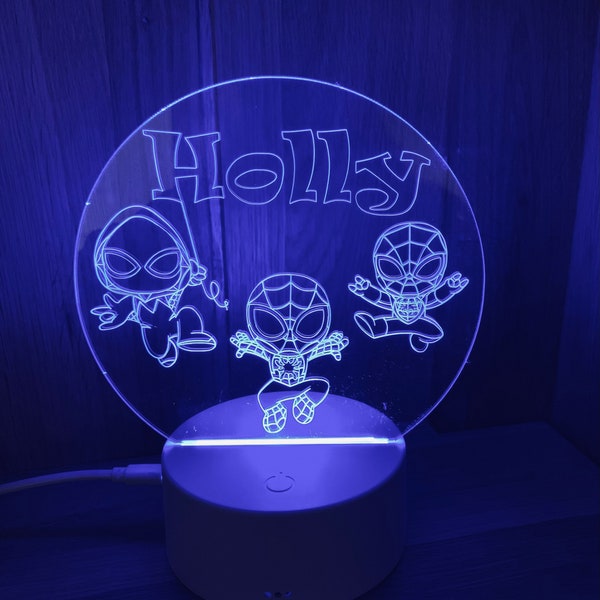 Spidey & Friends Themed LED Night Light - Comes Fully Personalised. Unique Gift Idea