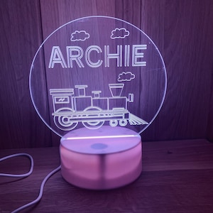 Zug Themed LED-Nachtlicht - wird vollständig personalisiert. Einzigartige Geschenkidee