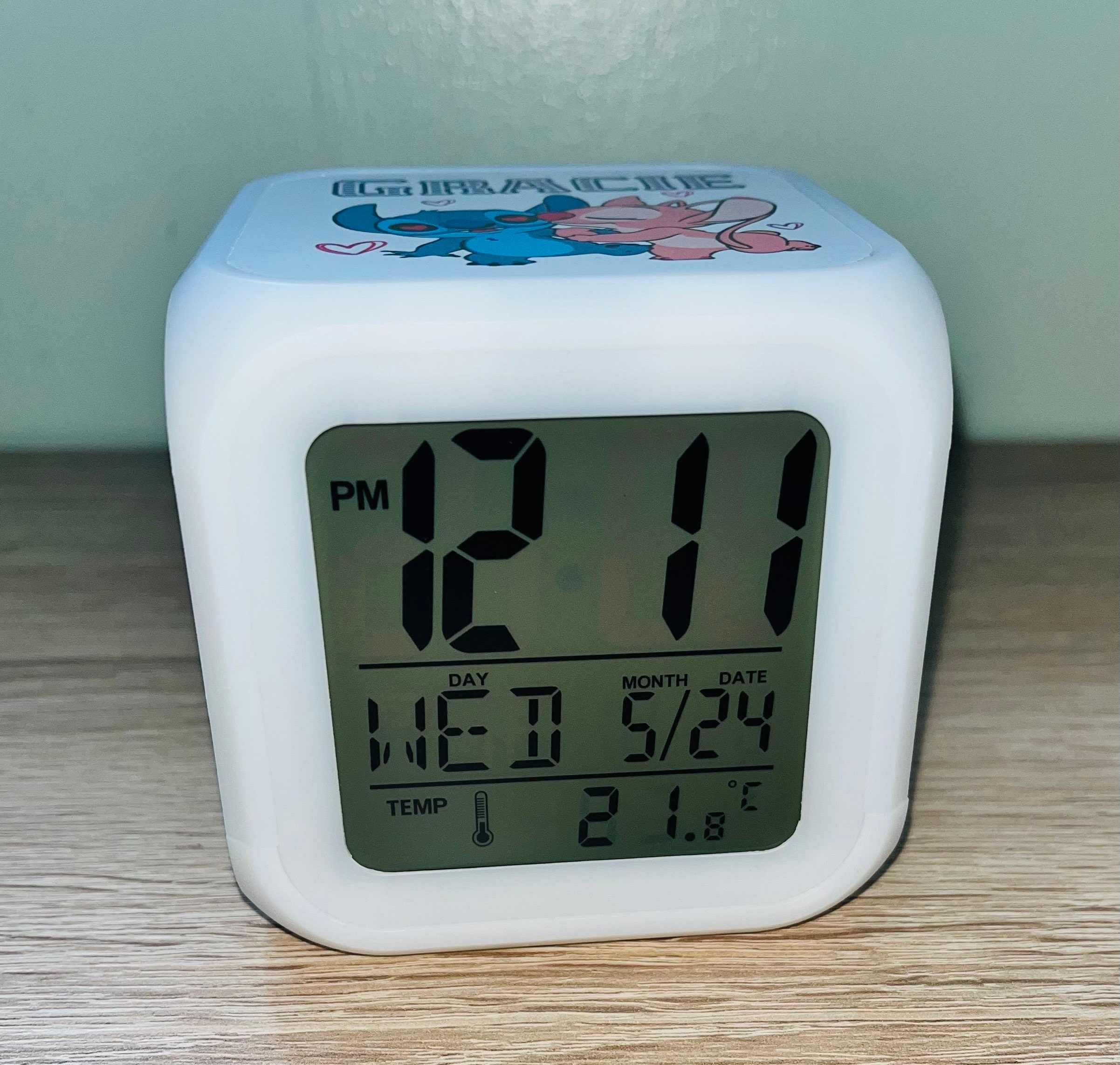 Cute Stitch And Angel Alarm Clock