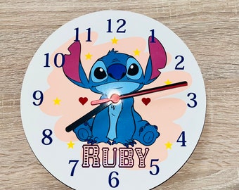 Personalised Wall Clock - Stitch Design. Made to order.