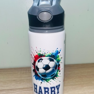 Botellas de agua de aluminio de 600 ml personalizadas con temática de fútbol: ¡fabricadas con tus personajes favoritos! Botella de agua escolar, lista para el verano.