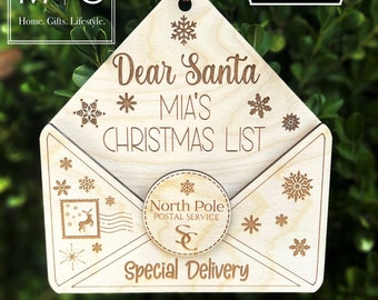 Letter To Santa Ornament SVG, 3D Letter SVG, Laser Cut Santa Letter SVG, Santa Envelope Svg, Message To Santa, Dear Santa Christmas List Svg