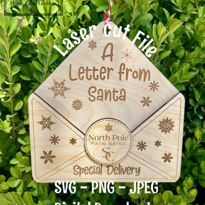 Letter From Santa Ornament SVG, 3D Letter SVG, Laser Cut Santa Letter SVG, Santa Envelope Svg, Message From Santa.