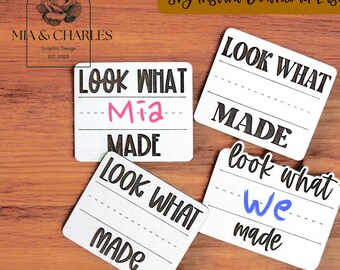 Paquete SVG de imanes para refrigerador "Mira lo que hice" (descarga digital)