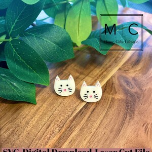 Cat Earrings Svg, Cat Laser Cut File, Cat Svg , Earrings Svg, Cute Cat Svg.