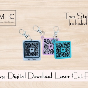 QR Code Keychain Svg, Scan QR Code Svg, Social Media Cut File, Laser Cut QR Code File.