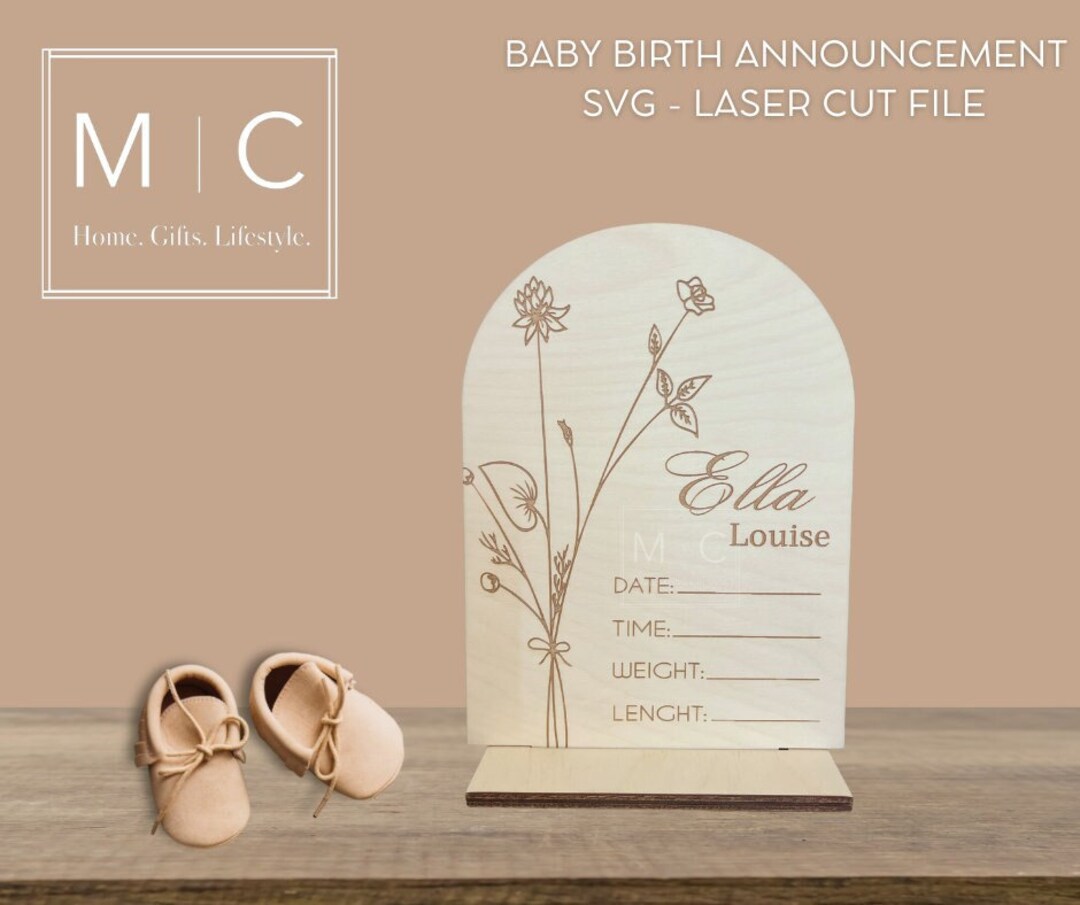 Birth Announcement Sign Svg, Personalized Baby Stat Sign, Birth Stat