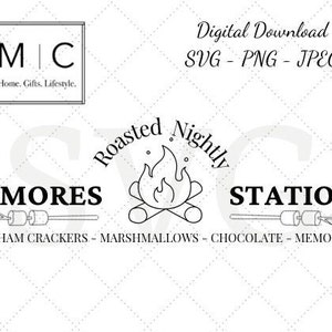 S'mores SVG, S'mores Station SVG, S'mores Sticks SVG, Family S'mores Night Svg, Camping Svg, Marshmallow Svg, Campfire Svg.