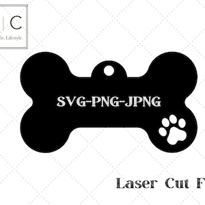 Osso di cane in formato SVG, targhetta per cani in formato SVG, ornamento per animali domestici in formato SVG, file di taglio Glowforge, vinile in formato SVG, taglio laser in formato SVG, targhetta per animali domestici, download digitale.