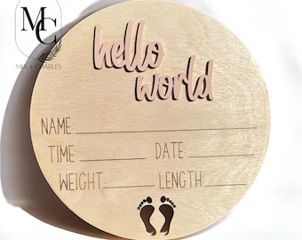 Personalized Birth Stat Sign SVG: Newborn Announcement Laser Cut File (Digital Download)