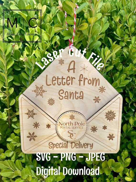 Letter From Santa Ornament SVG, 3D Letter SVG, Laser Cut Santa Letter SVG, Santa Envelope Svg, Message From Santa.