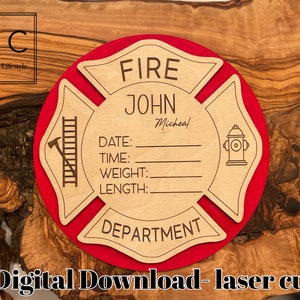 Birth Stat Sign Svg, Firemen Birth Stat Svg, Newborn Firefighter Photo Prop, Firefighter Birth Stat Sign, Newborn Firefighter Svg.