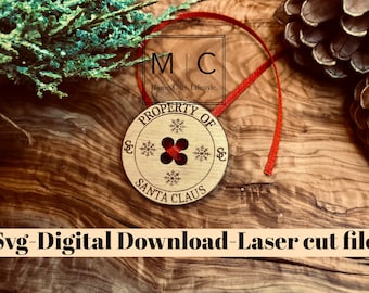 Santa's Button Svg, Santa's Lost Button Svg, Button Laser Cut File, Santa's Missing Button Svg.