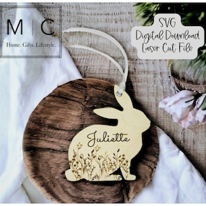 Osterkorb Namensschild SVG, Ostern SVG, Frohe Ostern SVG, Osterhase SVG, Osterkorb Tag SVG. Korb-Tag-Schnitt-Datei.