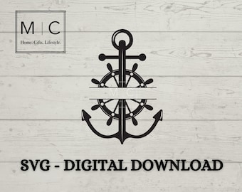 Anchor SVG, Nautical SVG, Split Anchor SVG, Boat Svg,  Anchor Laser Cut Svg, Vinyl Svg.