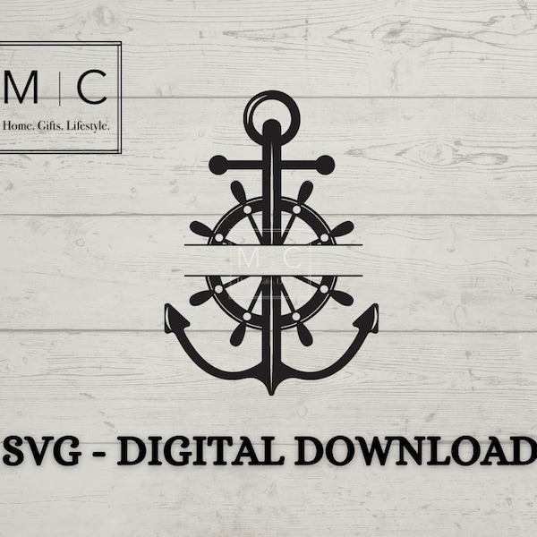 Anchor SVG, Nautical SVG, Split Anchor SVG, Boat Svg,  Anchor Laser Cut Svg, Vinyl Svg.