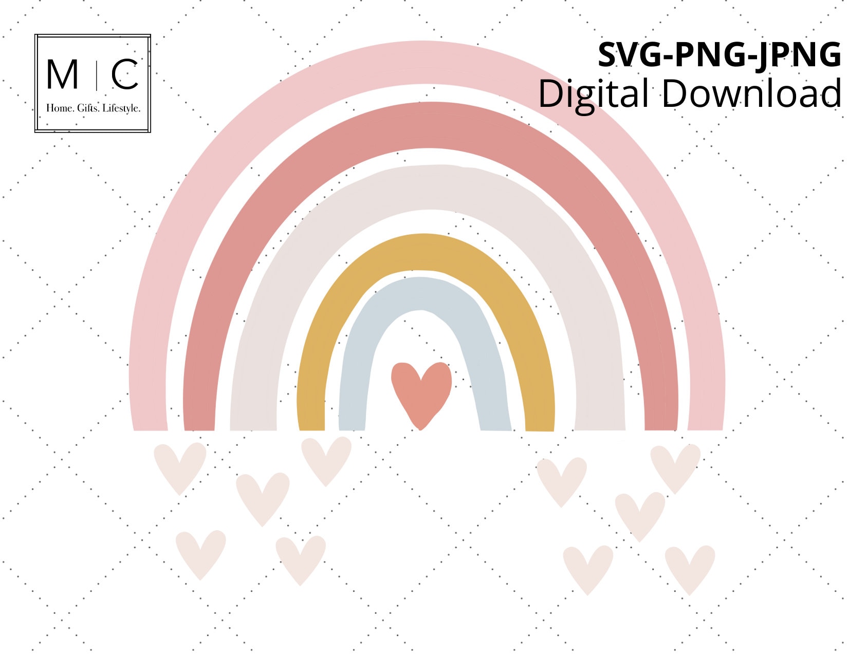 Boho Rainbow Svg | Heart Rainbow Svg | Rainbow Heart Cut File | Svg ...