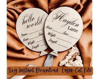 Hospital Birth Announcement Stats Sign SVG: Balloon Newborn Photo Prop (Digital Download