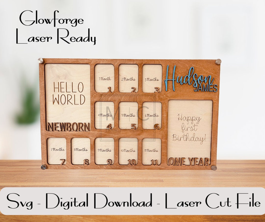 Newborn to One Year Photo Frame Svg, Frame Digital Download, Birth Through One Year Photo Frame