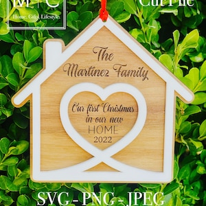 Il nostro primo Natale nella nostra nuova casa svg, ornamento di famiglia personalizzato, nuovo ornamento personalizzato per la casa 2022, il nostro primo ornamento di Natale 2022.