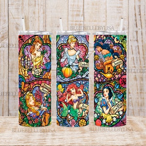 Inspired/Multiple Designs/Stained glass/Princesses/Fairytale - 20OZ SKINNY TUMBLER