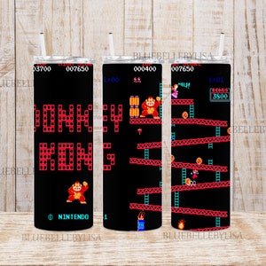 Inspired/Donkey/Retro/Arcade/Videogame/Pixelated/Skinny Tumbler//Image/Wrap/Download/Projects