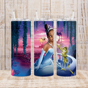 PREORDER Princess w/ Frog Inspired Aqua Bling Studded Tumbler w/ myste