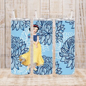 Inspired/Forest Princess /blue flower background/Skinny Tumbler/Image/Wrap/Download/Projects