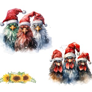 2Bundle/Christmas/Roosters/Hens/Holiday/PNG Images