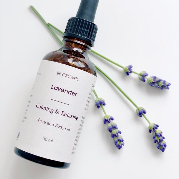 Bio Lavendel Infundiertes Gesicht & Körperöl mit Lavendelblüten, Aromatherapieöl, Anti-Aging-Öl, natürlichen Vitaminen und Antioxidantienöl