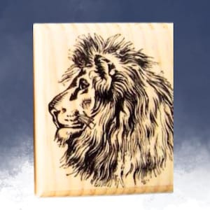 Lion Head Profile Rubber Stamp Animal Stamp Lion Profile Art Stamp Lion Wood Stamp AH Plate#8