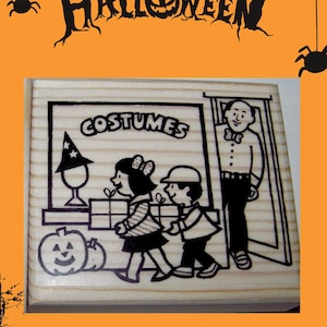 Halloween Rubber Stamp Costume shopping Art Stamp rubber stamp