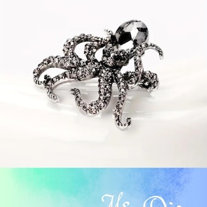 Octopus Brooch | Rhinestone Octopus Brooch | Octopus Jewelry | Octopus Pin | FREE SHIPPING Only one!