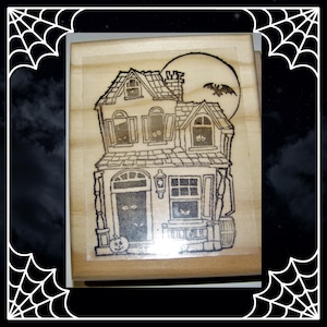 Halloween Rubber Stamp Haunted House Art Stamp rubber stamp