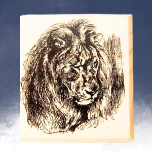 Lion Face Rubber Stamp Animal Stamp Lion Art Stamp Lion Wood Stamp BF Plate#10