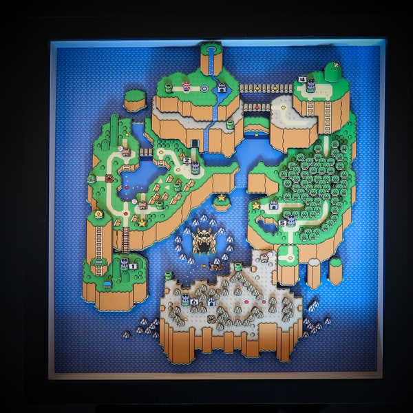 Nintendo - Super Mario World - Shadow Box - 3D Effect - Wall Art - Limited Edition - World Map - Retro Series - Deluxe Edition