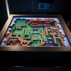Nintendo Zelda A Link to the Past Shadow Box 3D Effect Wall Art Limited Edition Light World Map Retro Series image 2